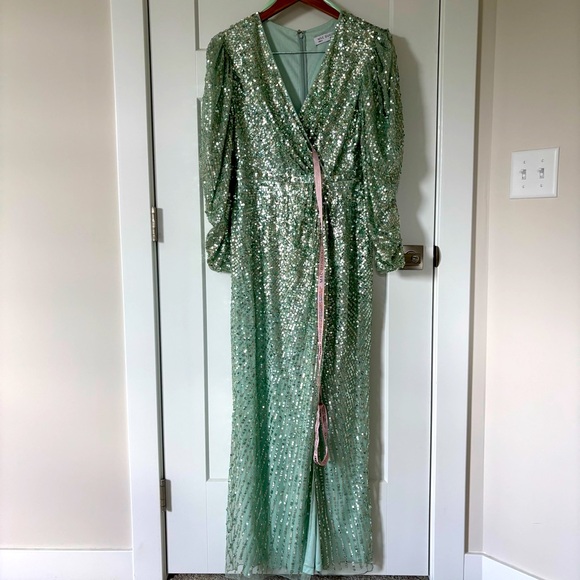 Mac Duggal Sparkling Green/ Teal Sequin Evening Dress - Picture 1 of 9
